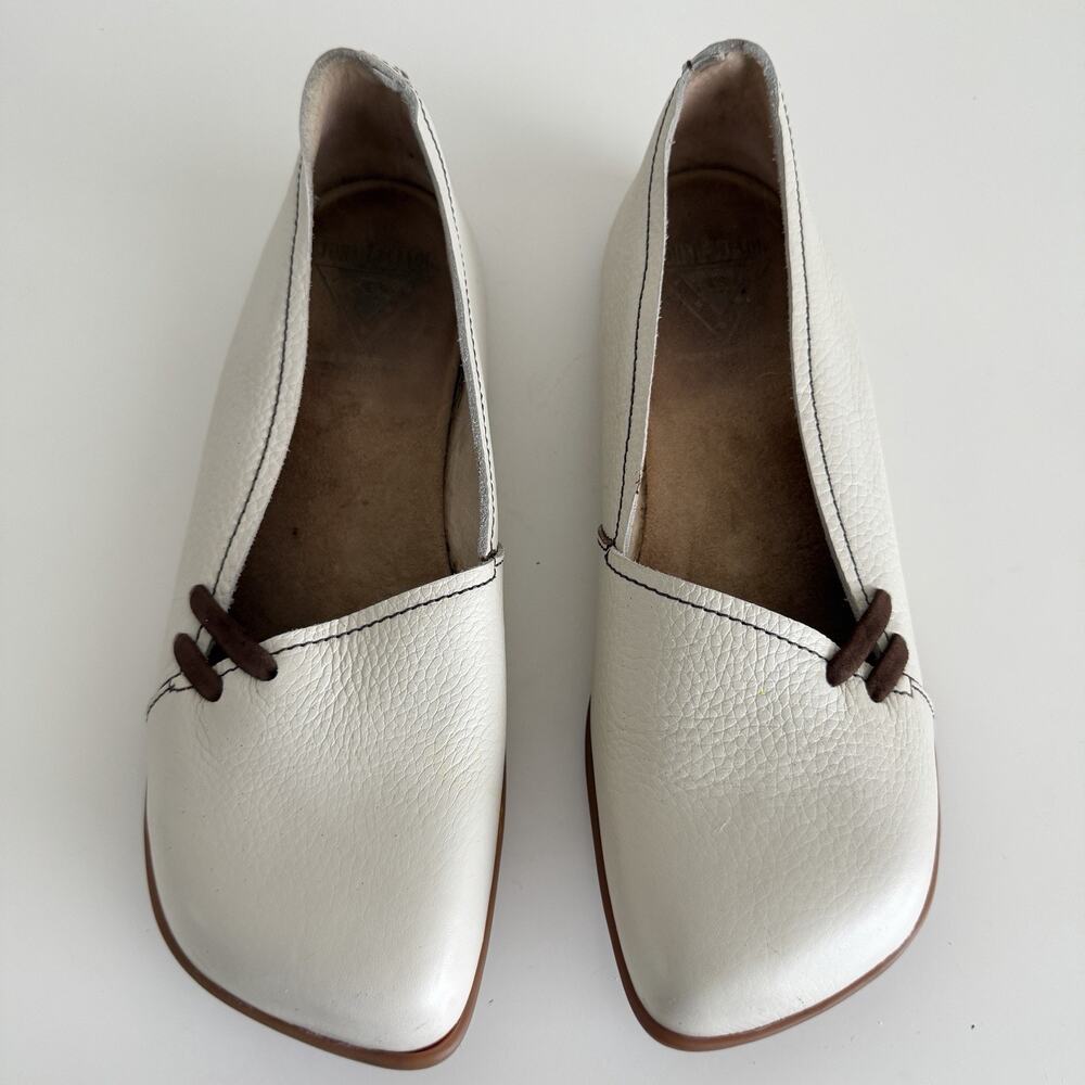 John Fluevog Peacemaker Shoes Ananda Womens 11.5 Cream White Pebbled Leather 9UK